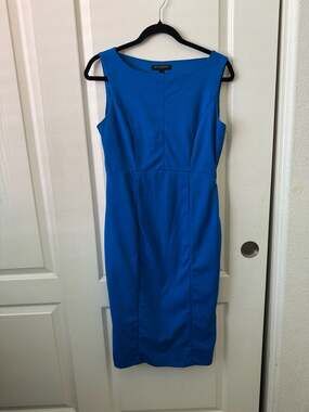 Banana Republic Electric Blue Sleeveless Sheath Dress with Side Zipper and V-Bac